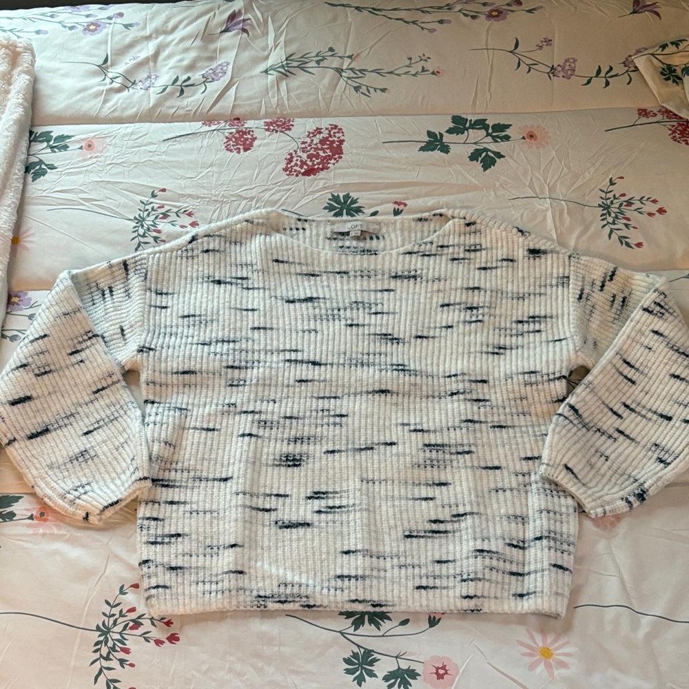 LOFT White and Black Patterned Sweater